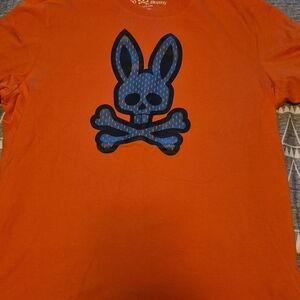 Psycho Bunny Orange Tee with Blue Graphic